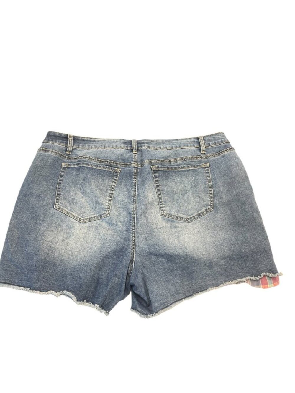 CATO EST. 946‎ Denim Women's Blue 22W Distressed Plaid Cuff Frayed Hem Shorts - Picture 5 of 5
